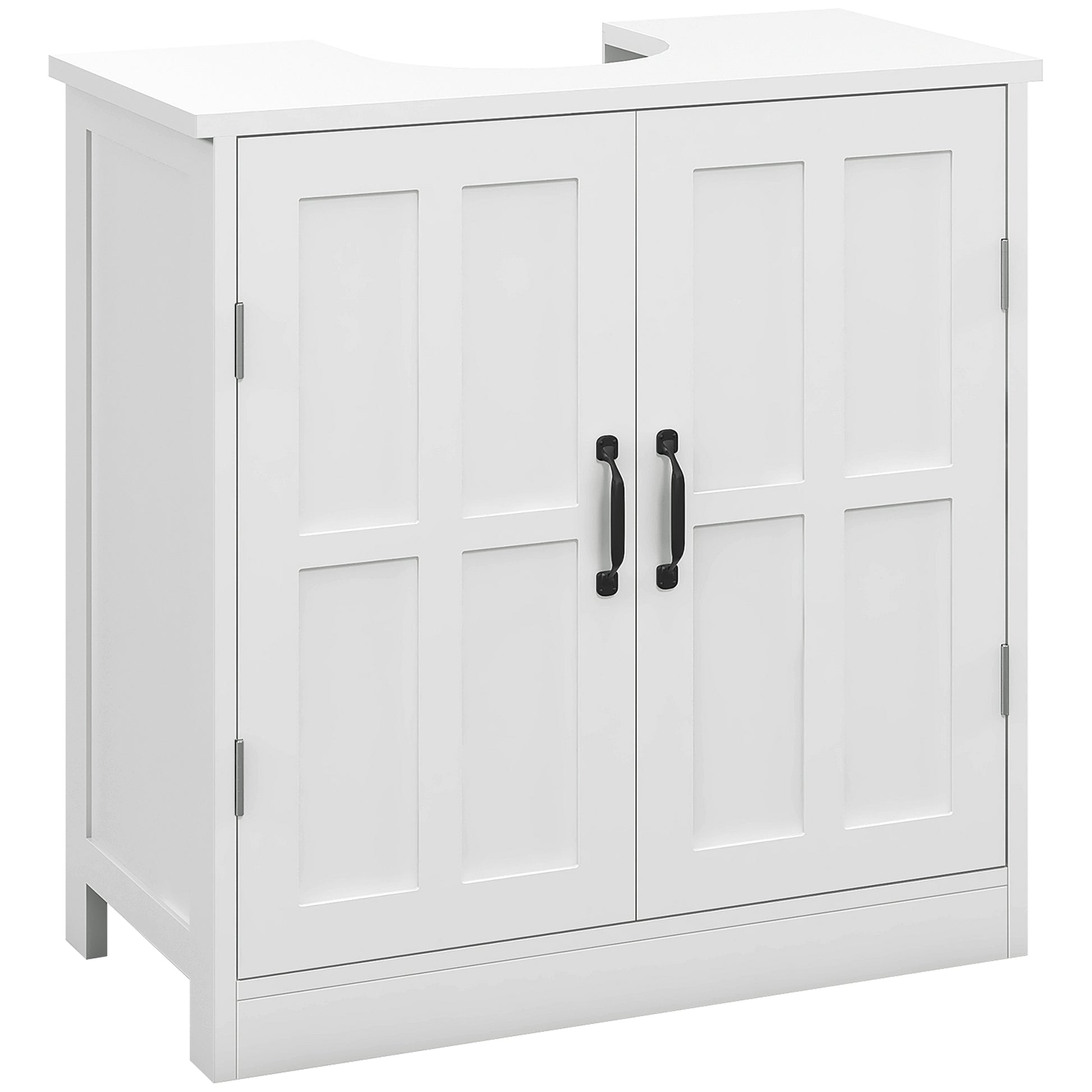 Under Sink Bathroom Cabinet with Double Door and Adjustable Shelf Load 20 kg 60x30x60 cm White