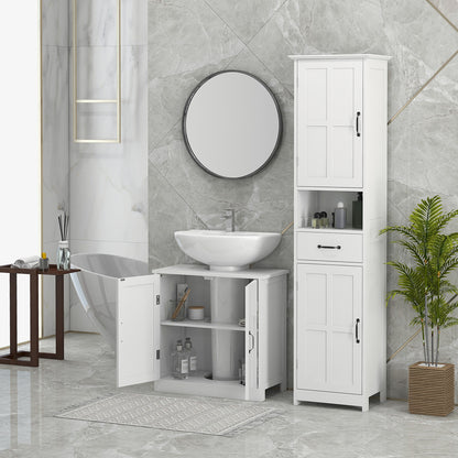 Under Sink Bathroom Cabinet with Double Door and Adjustable Shelf Load 20 kg 60x30x60 cm White