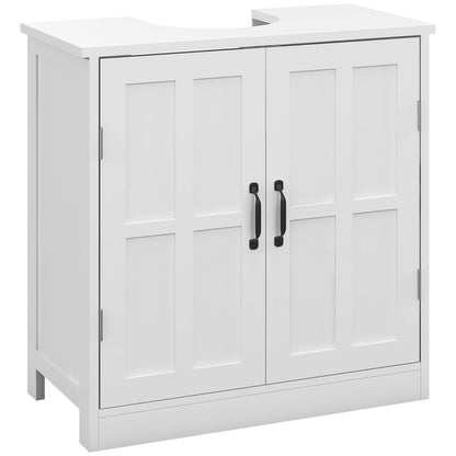 Under Sink Bathroom Cabinet with Double Door and Adjustable Shelf Load 20 kg 60x30x60 cm White