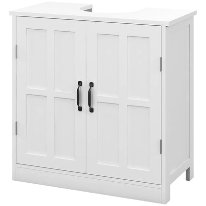 Under Sink Bathroom Cabinet with Double Door and Adjustable Shelf Load 20 kg 60x30x60 cm White