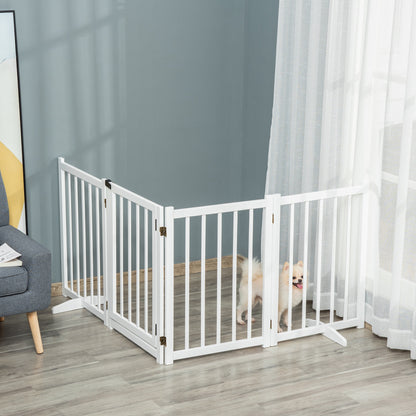 Foldable Dog Barrier Small and Medium Pet Gate with Door Wooden Safety Gate for Stairs Hallways 93.5x14.2x31.5 cm White