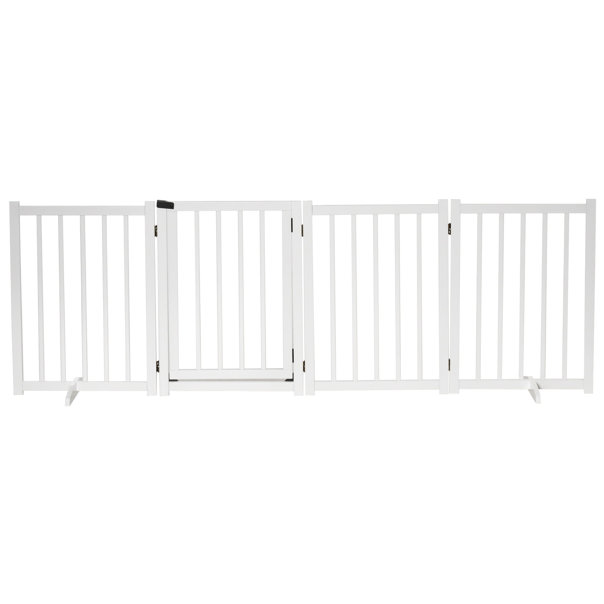 Foldable Dog Barrier Small and Medium Pet Gate with Door Wooden Safety Gate for Stairs Hallways 93.5x14.2x31.5 cm White