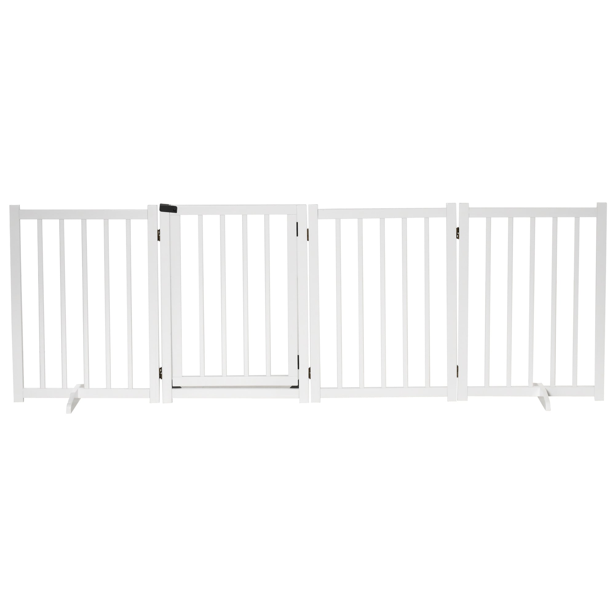 Foldable Dog Barrier Small and Medium Pet Gate with Door Wooden Safety Gate for Stairs Hallways 93.5x14.2x31.5 cm White