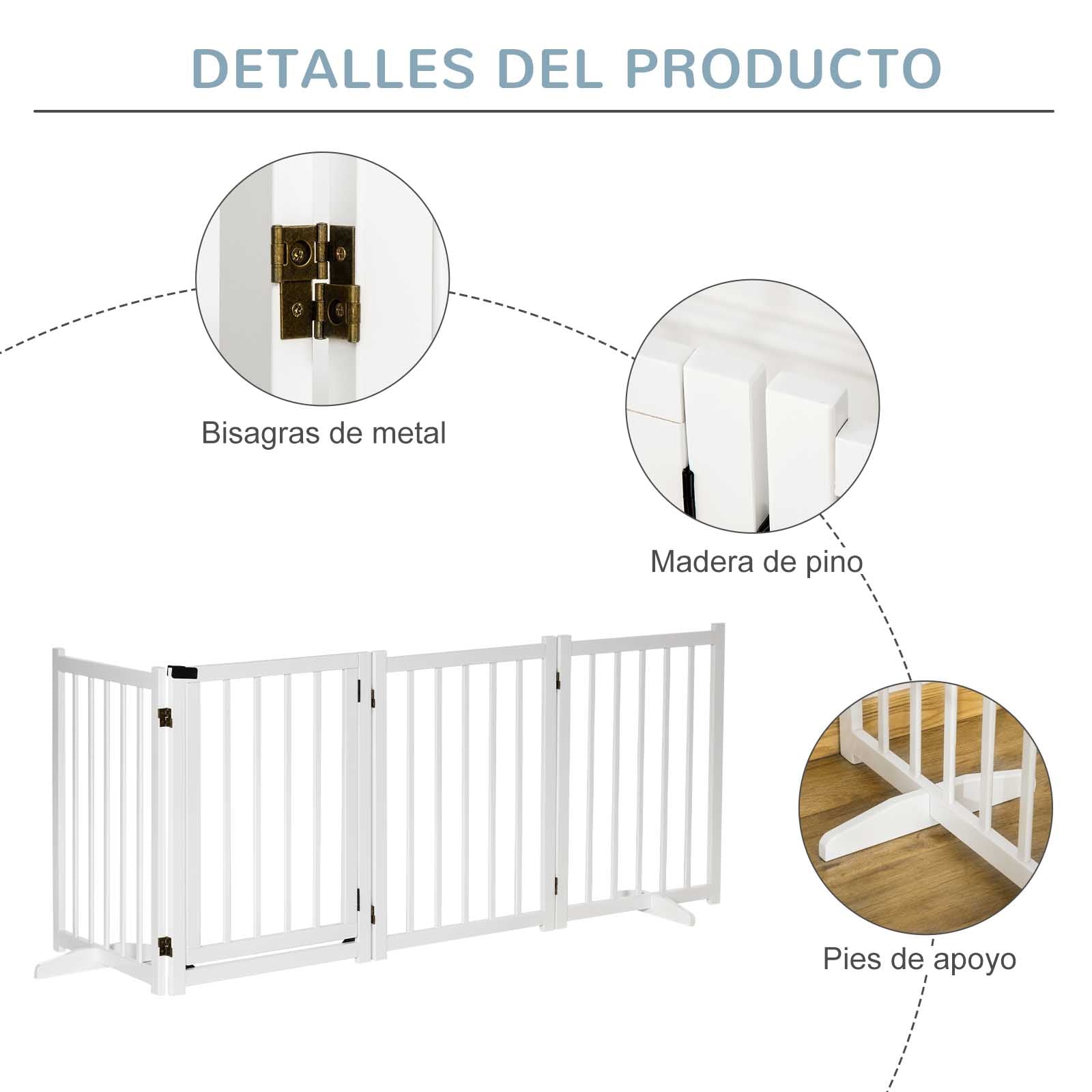 Foldable Dog Barrier Small and Medium Pet Gate with Door Wooden Safety Gate for Stairs Hallways 93.5x14.2x31.5 cm White