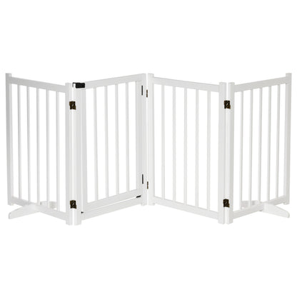 Foldable Dog Barrier Small and Medium Pet Gate with Door Wooden Safety Gate for Stairs Hallways 93.5x14.2x31.5 cm White