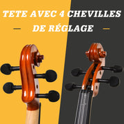 Full-size 4/4 Violin with Case, Tuner, Shoulder Rest, Bow, Rosin, Spare Strings, and Cloth Spruce Plywood and Maple