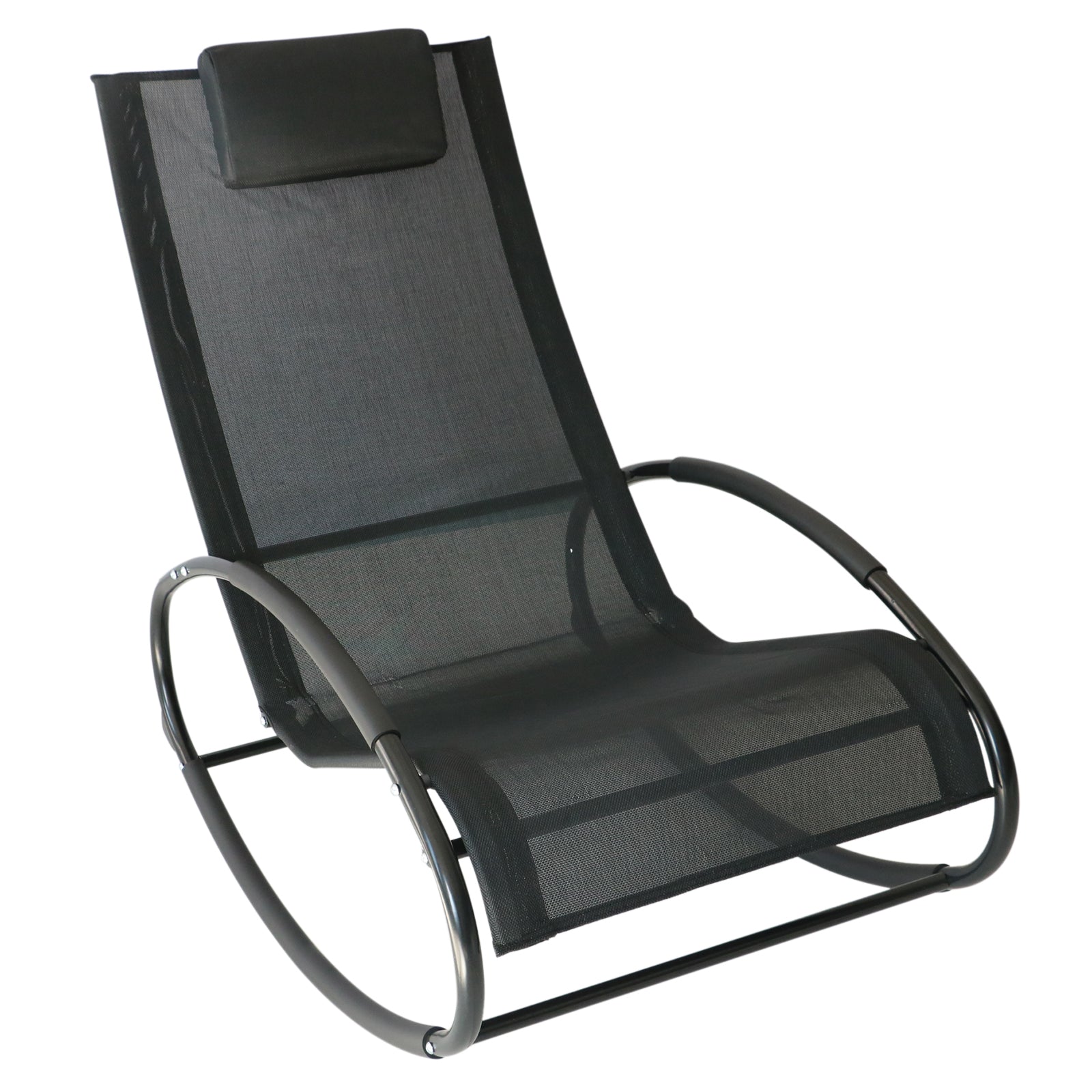 Zero Gravity Garden Rocking Chair, Ergonomic Rocking Chair with Cushion and Breathable Fabric for Indoor and Outdoor Use, Gray, 105x62x88 cm