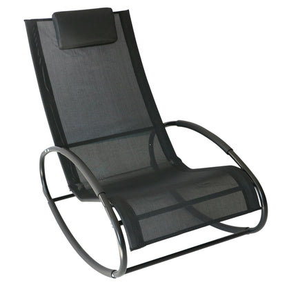 Zero Gravity Garden Rocking Chair, Ergonomic Rocking Chair with Cushion and Breathable Fabric for Indoor and Outdoor Use, Gray, 105x62x88 cm