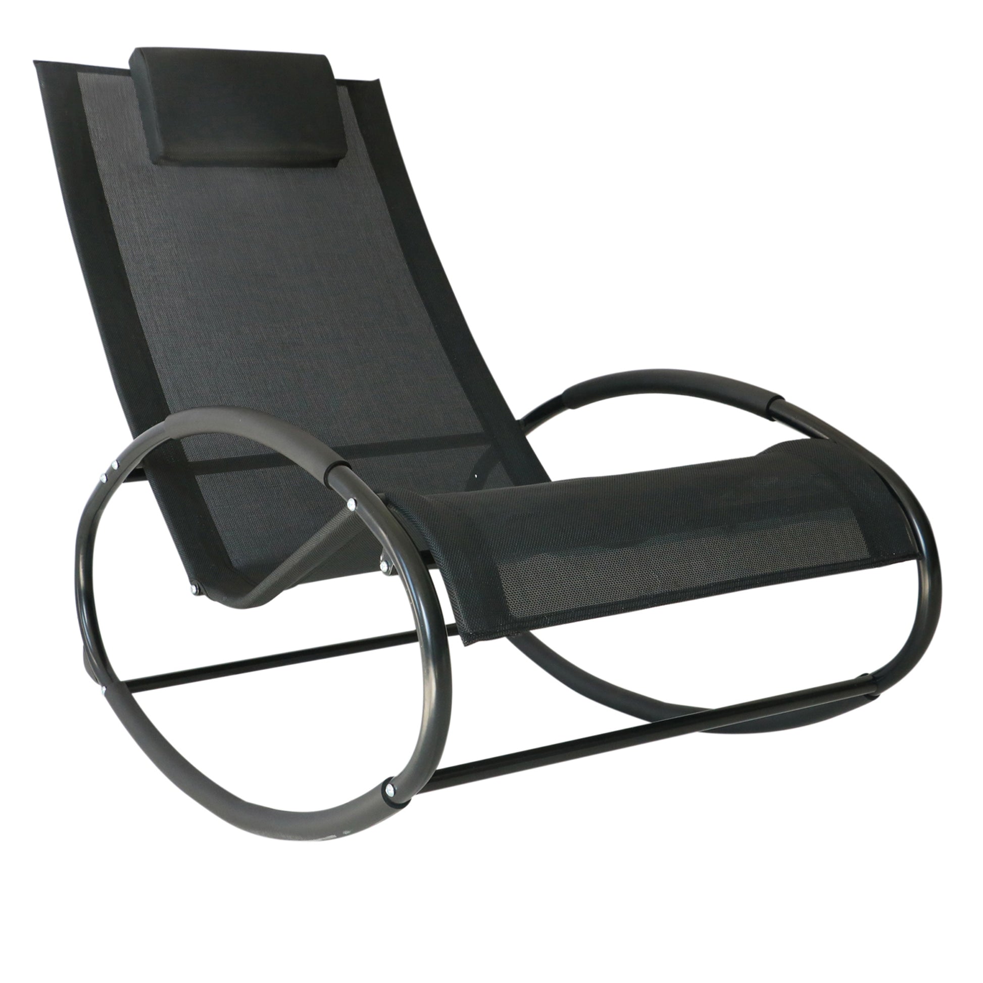 Zero Gravity Garden Rocking Chair, Ergonomic Rocking Chair with Cushion and Breathable Fabric for Indoor and Outdoor Use, Gray, 105x62x88 cm