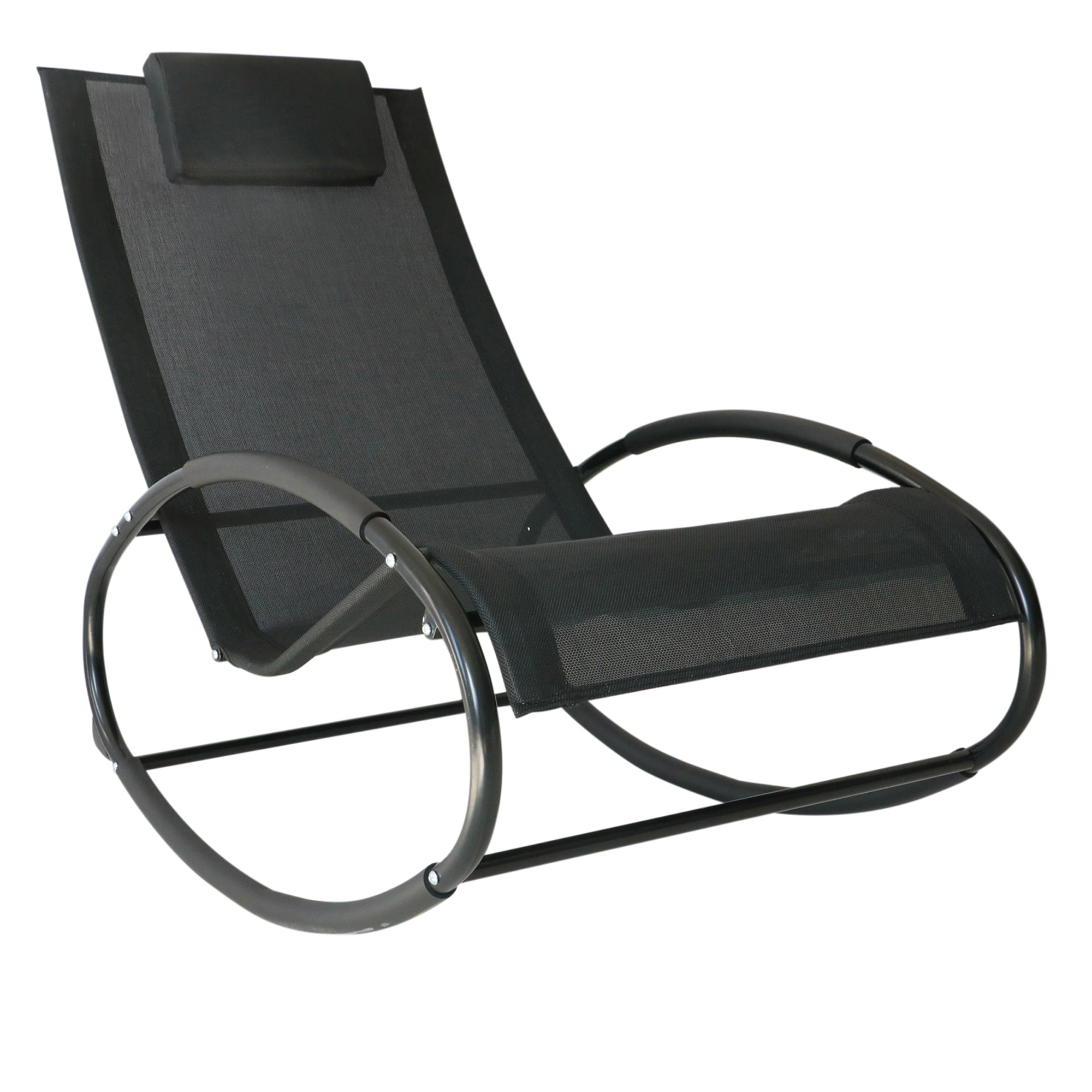 Zero Gravity Garden Rocking Chair, Ergonomic Rocking Chair with Cushion and Breathable Fabric for Indoor and Outdoor Use, Gray, 105x62x88 cm