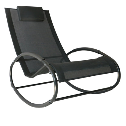 Zero Gravity Garden Rocking Chair, Ergonomic Rocking Chair with Cushion and Breathable Fabric for Indoor and Outdoor Use, Gray, 105x62x88 cm