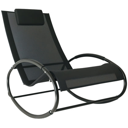 Zero Gravity Garden Rocking Chair, Ergonomic Rocking Chair with Cushion and Breathable Fabric for Indoor and Outdoor Use, Gray, 105x62x88 cm