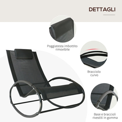 Zero Gravity Garden Rocking Chair, Ergonomic Rocking Chair with Cushion and Breathable Fabric for Indoor and Outdoor Use, Gray, 105x62x88 cm