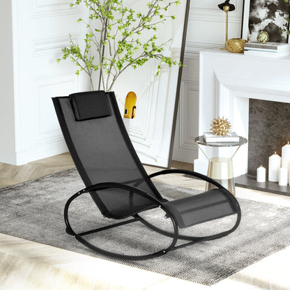 Zero Gravity Garden Rocking Chair, Ergonomic Rocking Chair with Cushion and Breathable Fabric for Indoor and Outdoor Use, Gray, 105x62x88 cm