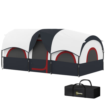 Family Tunnel Camping Tent for 4-6 People Waterproof 3000 mm Foldable Camping Tent with 2 Bedrooms Hiking Bag 171.26x98.82x76.77 inches Dark Gray and White