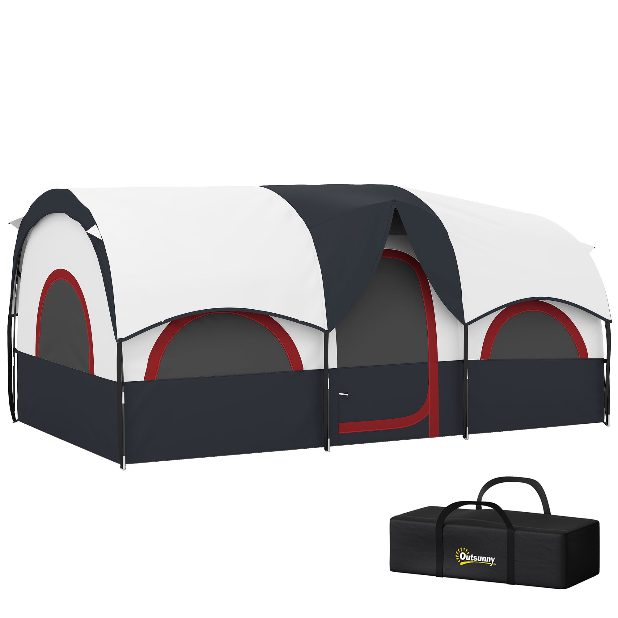 Family Tunnel Camping Tent for 4-6 People Waterproof 3000 mm Foldable Camping Tent with 2 Bedrooms Hiking Bag 171.26x98.82x76.77 inches Dark Gray and White