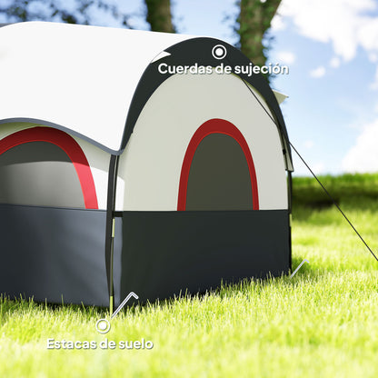 Family Tunnel Camping Tent for 4-6 People Waterproof 3000 mm Foldable Camping Tent with 2 Bedrooms Hiking Bag 171.26x98.82x76.77 inches Dark Gray and White