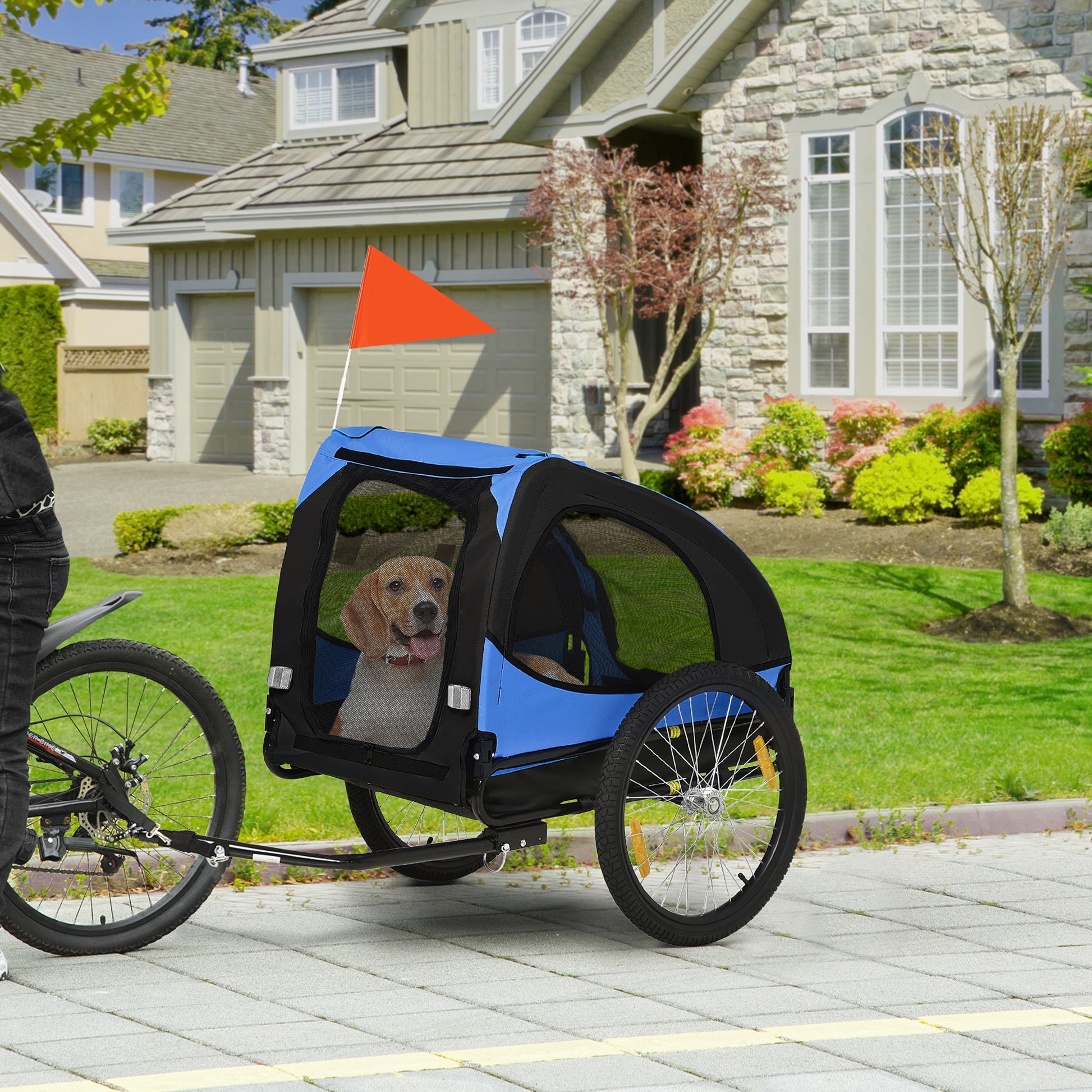 Foldable Dog Trailer for Bicycles, Quick Release, Water-Resistant, Oxford Fabric, Steel Frame, 140 x 71 x 83 cm, Blue