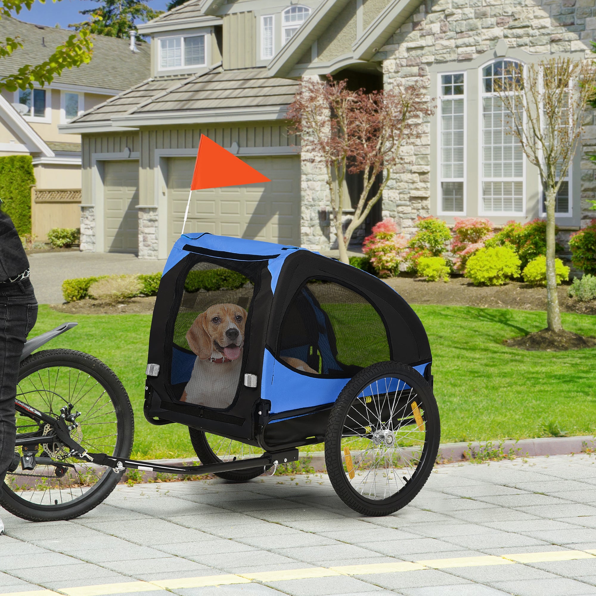 Foldable Dog Trailer for Bicycles, Quick Release, Water-Resistant, Oxford Fabric, Steel Frame, 140 x 71 x 83 cm, Blue