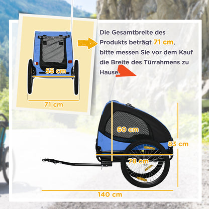 Foldable Dog Trailer for Bicycles, Quick Release, Water-Resistant, Oxford Fabric, Steel Frame, 140 x 71 x 83 cm, Blue