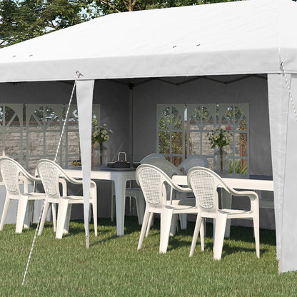 Pavilion approx. 3x6m Waterproof Pop-up Folding Pavilion with UV Protection, Window, Party Tent with 4 Side Walls, Oxford Garden Pavilion including Carrying Bag Gazebo for Balcony, Terrace, White