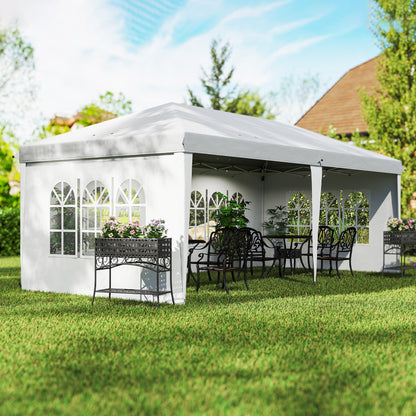 Pavilion approx. 3x6m Waterproof Pop-up Folding Pavilion with UV Protection, Window, Party Tent with 4 Side Walls, Oxford Garden Pavilion including Carrying Bag Gazebo for Balcony, Terrace, White
