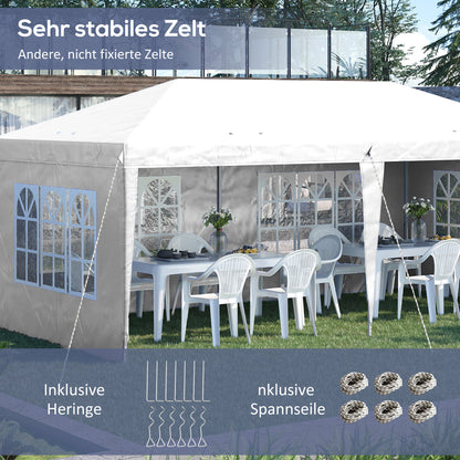 Pavilion approx. 3x6m Waterproof Pop-up Folding Pavilion with UV Protection, Window, Party Tent with 4 Side Walls, Oxford Garden Pavilion including Carrying Bag Gazebo for Balcony, Terrace, White
