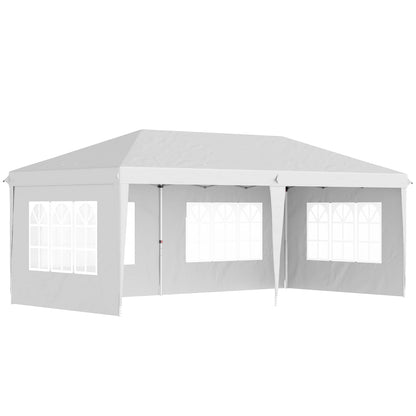 Pavilion approx. 3x6m Waterproof Pop-up Folding Pavilion with UV Protection, Window, Party Tent with 4 Side Walls, Oxford Garden Pavilion including Carrying Bag Gazebo for Balcony, Terrace, White