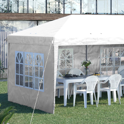 Pavilion approx. 3x6m Waterproof Pop-up Folding Pavilion with UV Protection, Window, Party Tent with 4 Side Walls, Oxford Garden Pavilion including Carrying Bag Gazebo for Balcony, Terrace, White