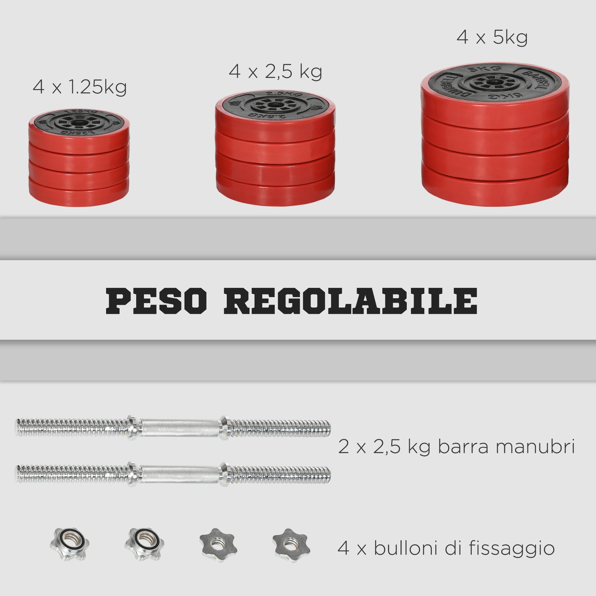 Adjustable Dumbbell Set with 40kg Rubber-Coated Weights, Metal, and Iron Sand, 45x26x26 cm, Red