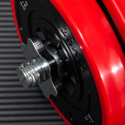 Adjustable Dumbbell Set with 40kg Rubber-Coated Weights, Metal, and Iron Sand, 45x26x26 cm, Red