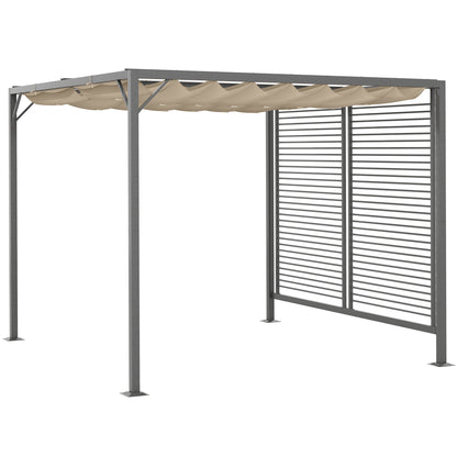 Pavilion, Pergola with Adjustable Fabric Roof, Party Tent, Canopy, Polyester, Beige, 300 x 280 x 238 cm