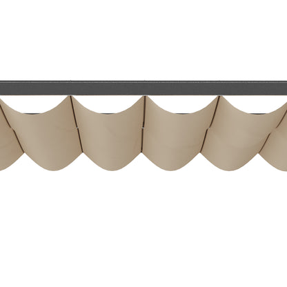 Pavilion, Pergola with Adjustable Fabric Roof, Party Tent, Canopy, Polyester, Beige, 300 x 280 x 238 cm