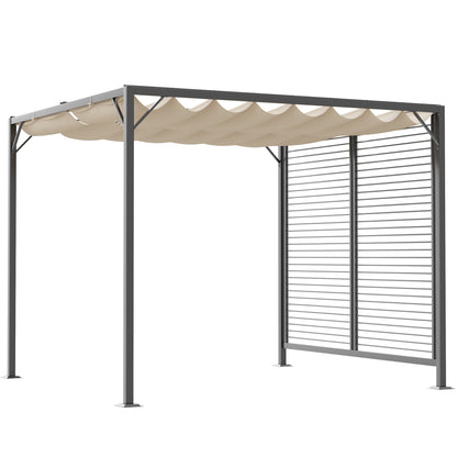 Pavilion, Pergola with Adjustable Fabric Roof, Party Tent, Canopy, Polyester, Beige, 300 x 280 x 238 cm