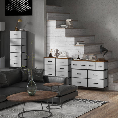 8-Drawer Chest of Drawers, Folding Fabric Drawer Storage Unit - Black Steel Frame - 100 x 30 x 78 cm