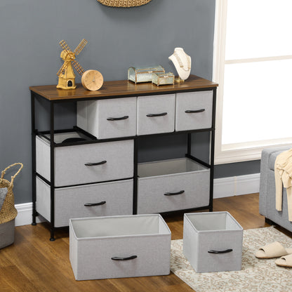8-Drawer Chest of Drawers, Folding Fabric Drawer Storage Unit - Black Steel Frame - 100 x 30 x 78 cm