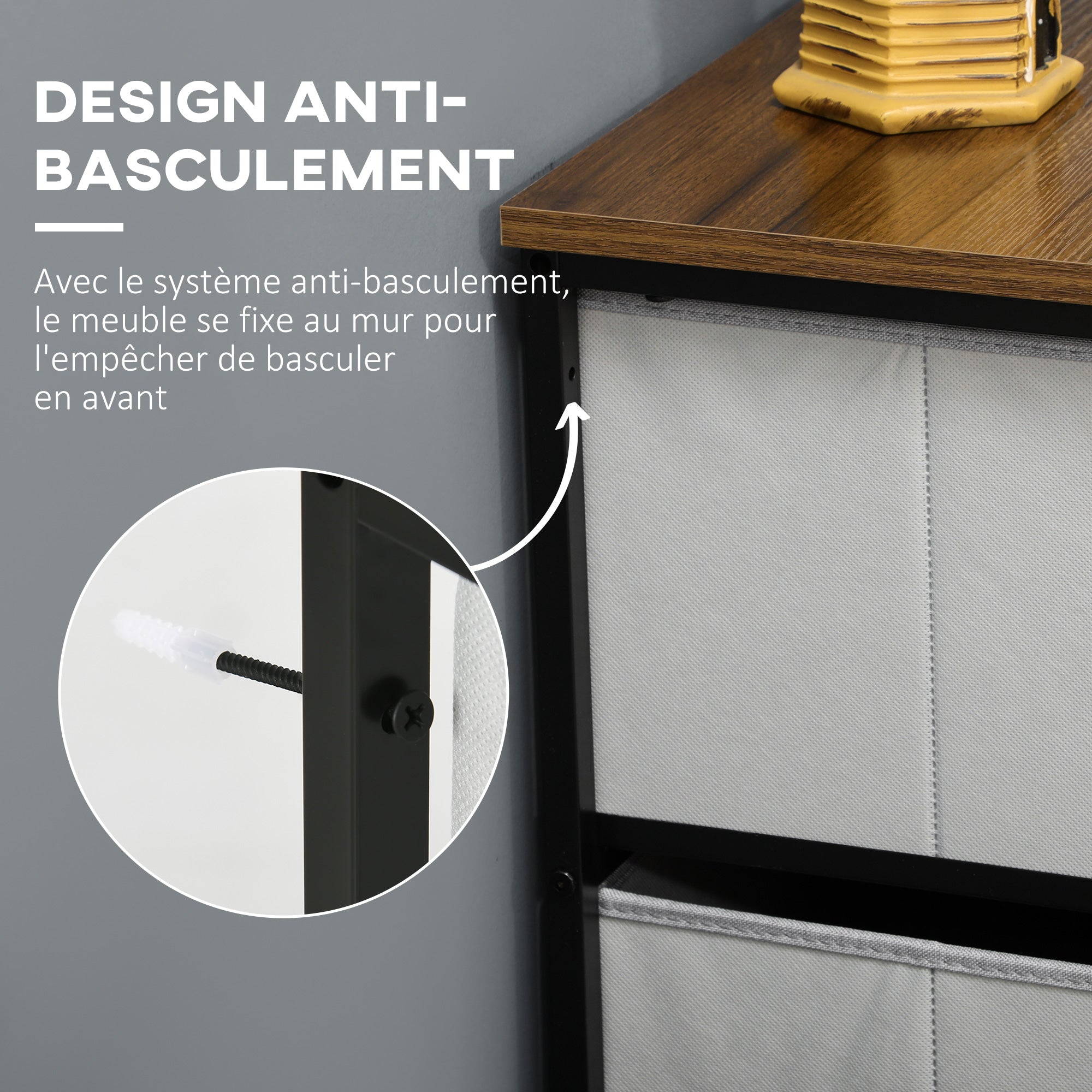 8-Drawer Chest of Drawers, Folding Fabric Drawer Storage Unit - Black Steel Frame - 100 x 30 x 78 cm