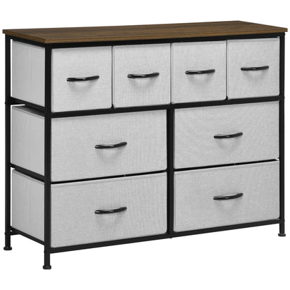 8-Drawer Chest of Drawers, Folding Fabric Drawer Storage Unit - Black Steel Frame - 100 x 30 x 78 cm
