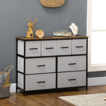 8-Drawer Chest of Drawers, Folding Fabric Drawer Storage Unit - Black Steel Frame - 100 x 30 x 78 cm