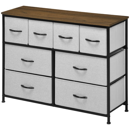 8-Drawer Chest of Drawers, Folding Fabric Drawer Storage Unit - Black Steel Frame - 100 x 30 x 78 cm