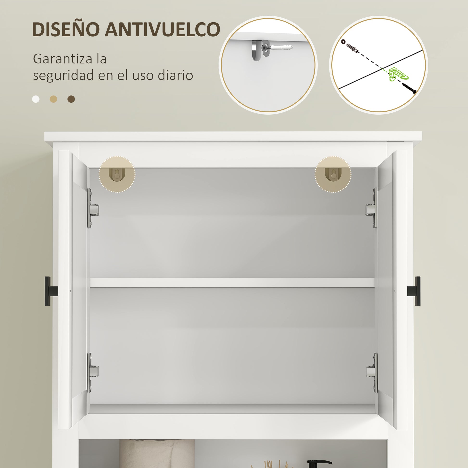Narrow Over-The-Toilet Cabinet Over The Toilet Storage Cabinet with 2 Rattan Front Doors Open Compartment and Adjustable Shelf Bathroom Cabinet 60x19.5x160 cm White