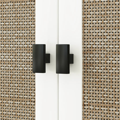 Narrow Over-The-Toilet Cabinet Over The Toilet Storage Cabinet with 2 Rattan Front Doors Open Compartment and Adjustable Shelf Bathroom Cabinet 60x19.5x160 cm White