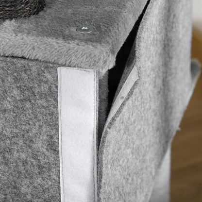 Cat Scratcher Tree 48x48x107 cm Cat Tower with Removable Felt Cave Hammock Plush Beds Multiple Platforms Sisal Posts and Toys Gray