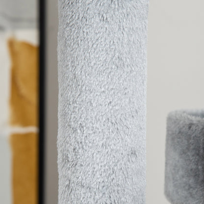 Cat Scratcher Tree 48x48x107 cm Cat Tower with Removable Felt Cave Hammock Plush Beds Multiple Platforms Sisal Posts and Toys Gray