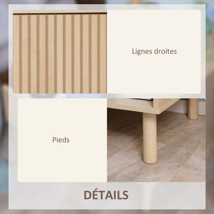 Bedside Table Nightstand with Drawers and Shelves, Modern Style Side Table for Bedroom, Living Room, 47 x 47 x 50 cm, Natural Wood Finish