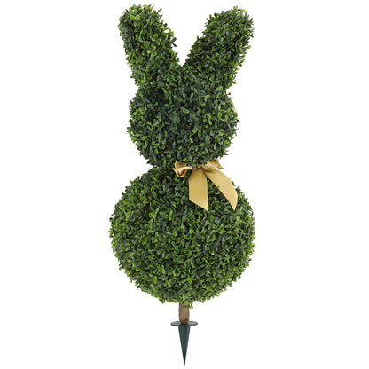 Rabbit-Shaped Artificial Boxwood Topiary, 32.7 in (83 cm) – Faux Plant with Ground Stake for Living Room, Bedroom, Office & Garden