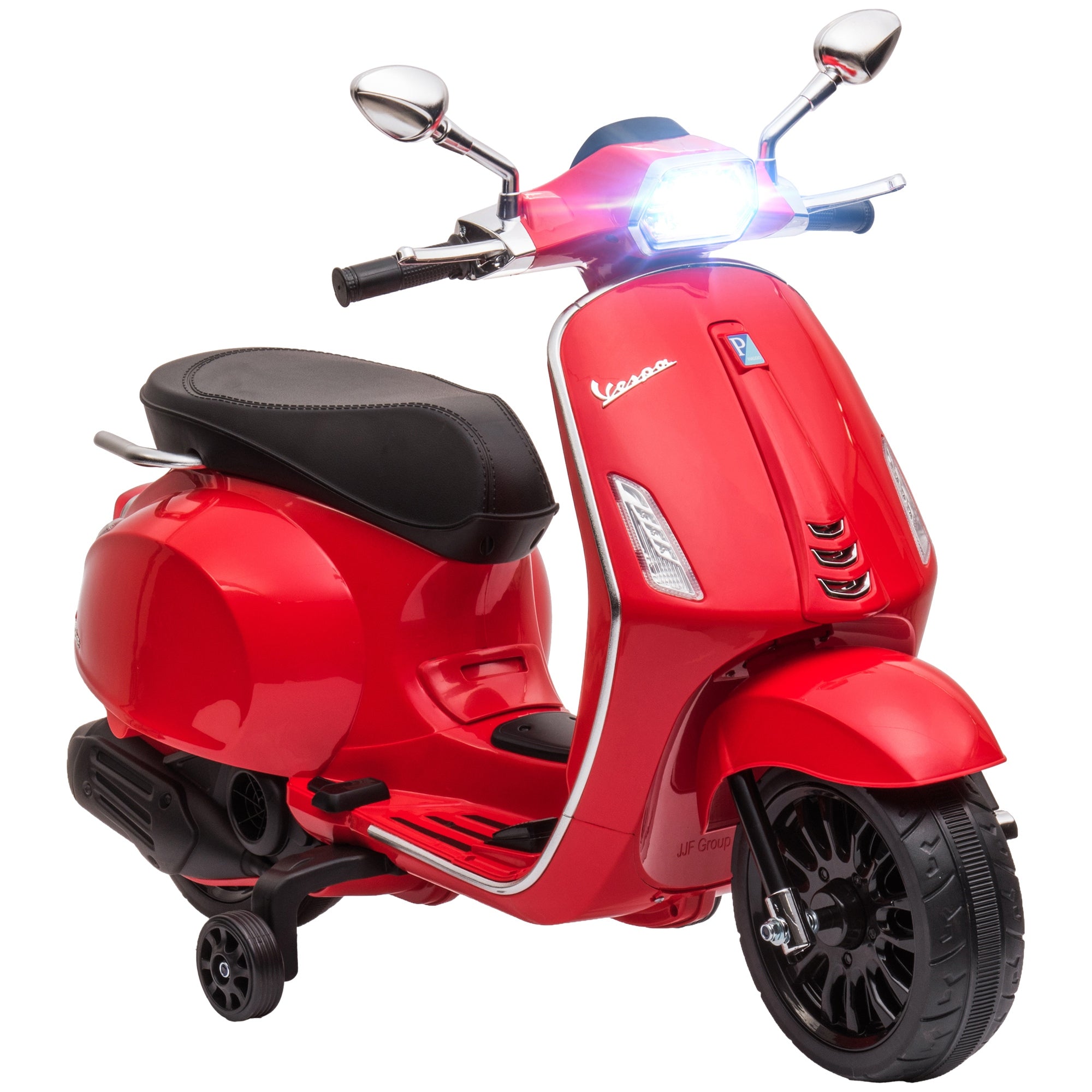 Electric Motorbike for Kids +3 Years Licensed Vespa Battery-Powered Motorcycle for Kids 6V with USB MP3 LED Light FM Radio Speed 3 km/h Load 35 kg Red