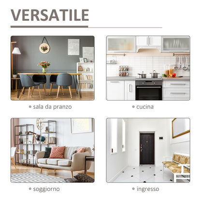 Sideboard with 2 Drawers, Open Shelves, and Wine Rack, Rustic Kitchen Cabinet in Wood and Metal, 80x39x86 cm, Wood color