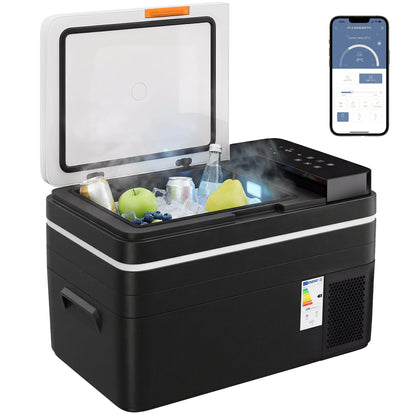30L Car Electric Cooler, App Control, MAX & ECO Modes, 12V/24V & 100–240V, -4°F to 68°F (-20°C to 20°C), Portable Compressor Refrigerator for Car, Truck, Boat, RV, Black
