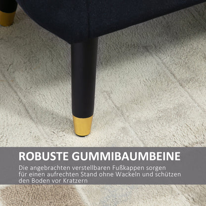 Bench with Storage Armrests Upholstered Bench with Velvet Look, Storage Chest with Wooden Legs, Bench for Living Room Bedroom Hallway 107 x 42 x 65 cm, Black